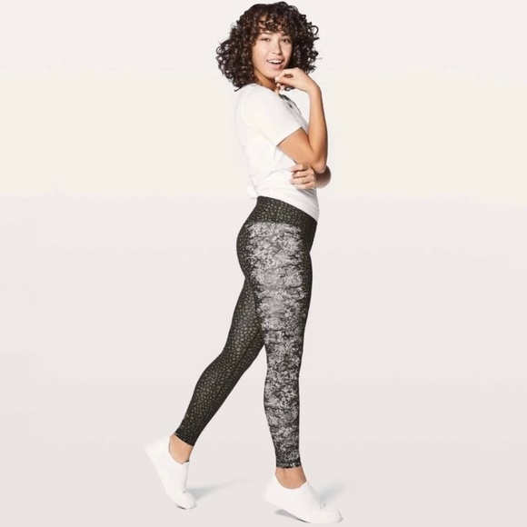 Lululemon Wunder Under Hi-Rise Tight 28" Overlace Wunderunder HR Ice Grey Black - Picture 1 of 9